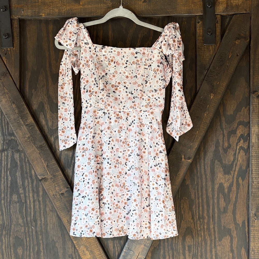 Blue Rain Floral Patterned Dress